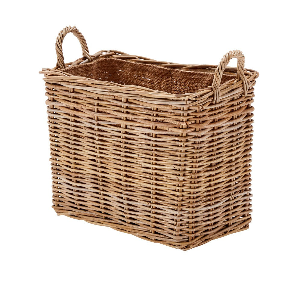 Wovenhill Kubu Woven Oblong Lined Log Baskets with Hoop Handles