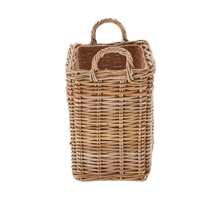 Wovenhill Kubu Rattan Oblong Lined Log Baskets with Hoop Handles