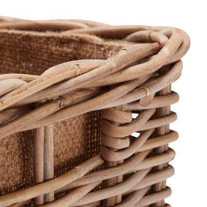 Wovenhill Kubu Rattan Tall Oblong Log Basket with Wheels