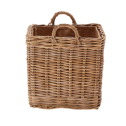 Wovenhill Kubu Rattan Square Log Basket with Hoop Handles