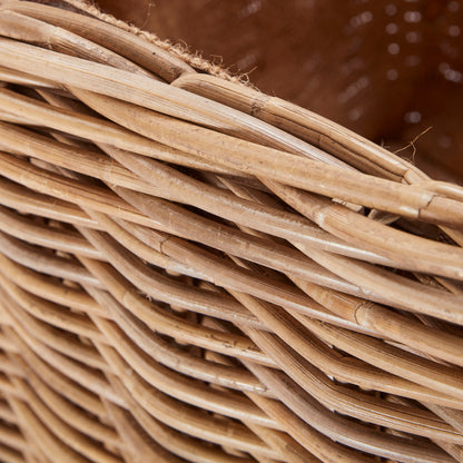 Wovenhill Kubu Rattan Square Log Basket with Hoop Handles
