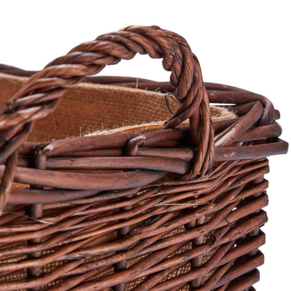 Wovenhill Wicker Bronze Square Log Basket with Hoop Handles