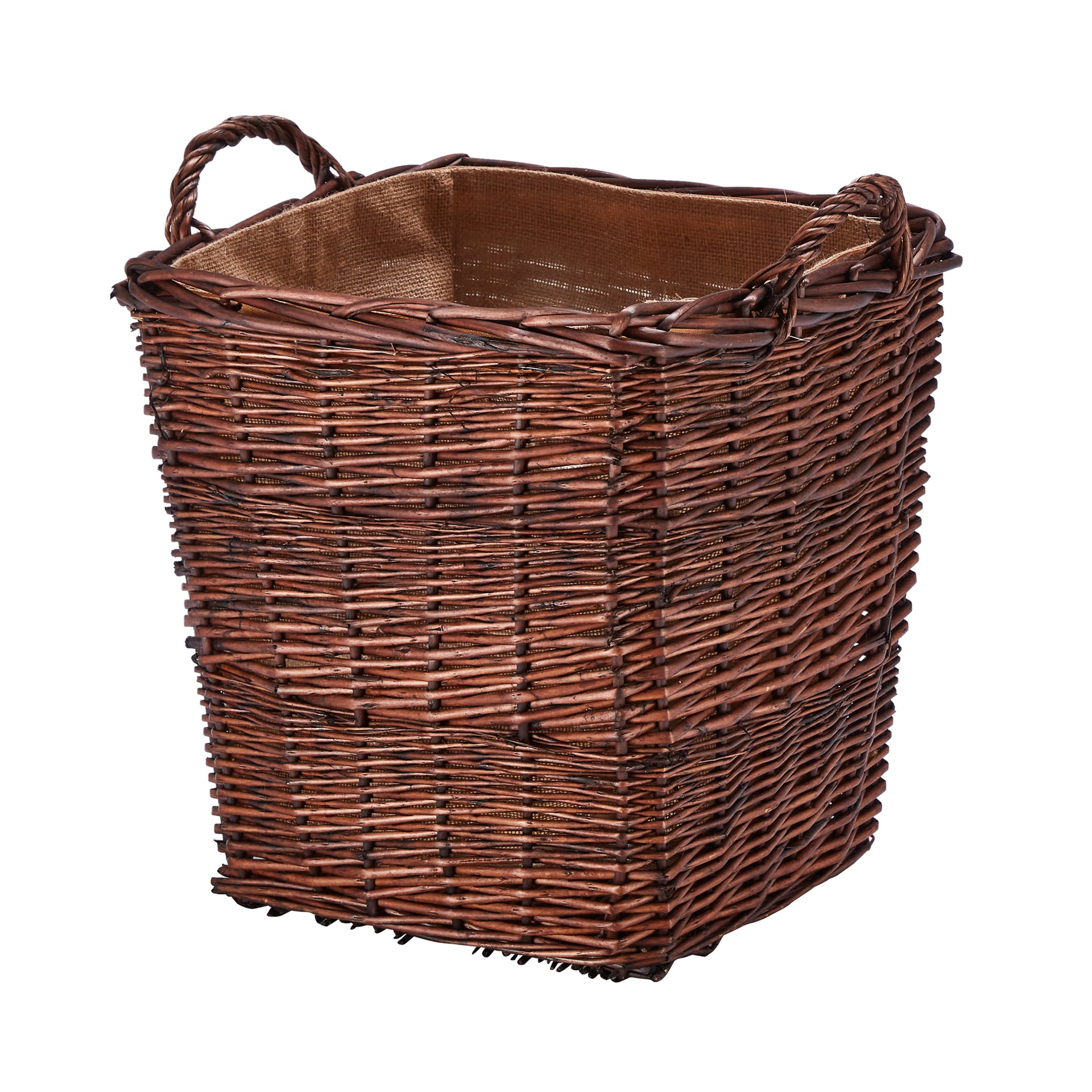 Wicker Square Log Basket Hoop Handles