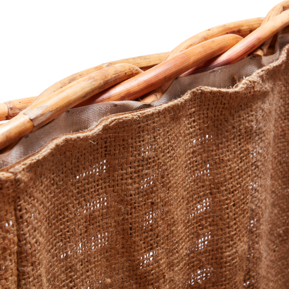 Wovenhill Bamboo Rattan Rectangular Storage Log Basket with Wheels