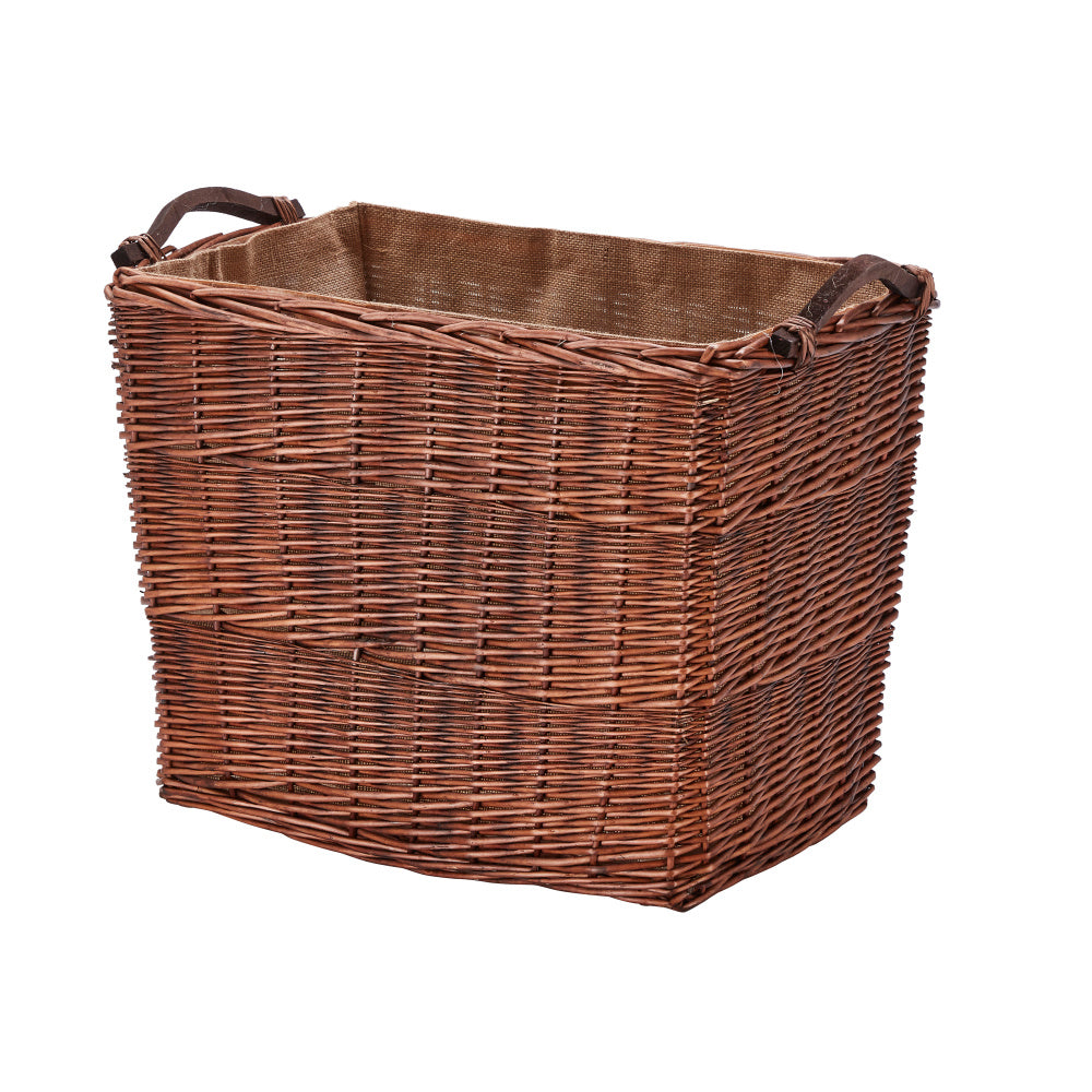 Wovenhill Bronze Rectangular Log Basket with Wooden Handles