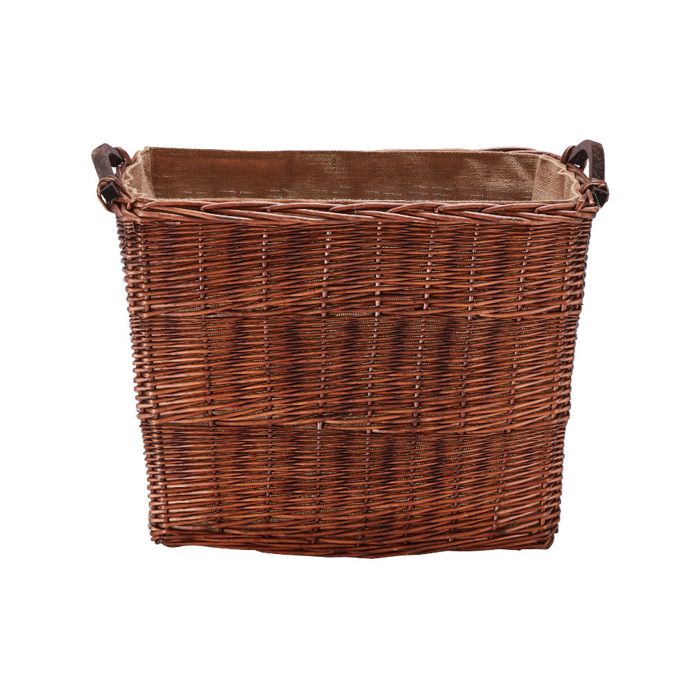 Wovenhill Bronze Rectangular Log Basket with Wooden Handles
