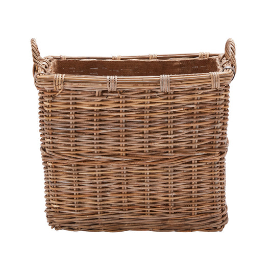 Wovenhill Kubu Rattan Rectangular Log Basket with Hoop Handles