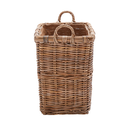 Wovenhill Kubu Rattan Rectangular Log Basket with Hoop Handles