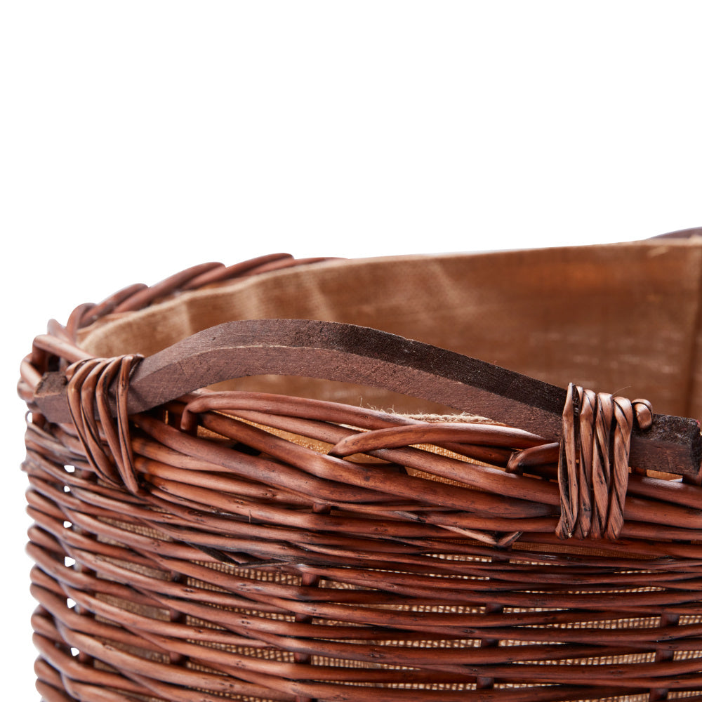 Wovenhill Oval Bronze Log Basket with Wooden Handles