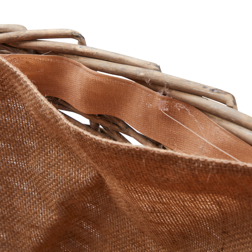 Wovenhill Oval Grey Wash Log Basket with Wooden Handles