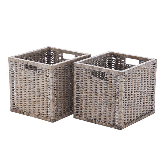 Wovenhill Set of 2 Square Willow Baskets - Bronzed Brown or Grey